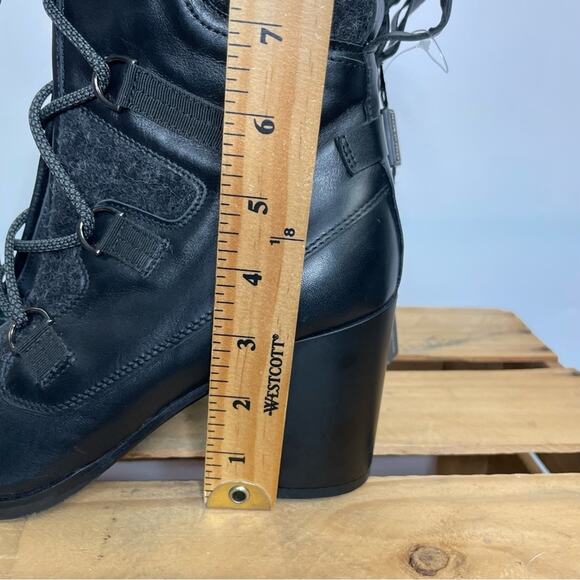 Napoleoni black leather heel lace up boots made in Italy size 41 - Picture 15 of 15